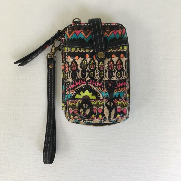 Sakroots Artist Circle Zip Smartphone Wristlet Wallet Neon OW One World Print - Picture 1 of 4